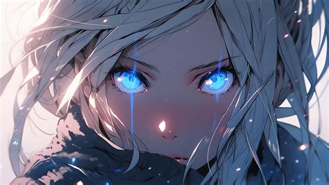 Anime Girl with Beautiful Blue Eyes Desktop Wallpaper - Free in 4K