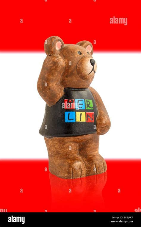 Bear symbol of Berlin. Bear on the background of the flag of the city of Berlin Stock Photo - Alamy