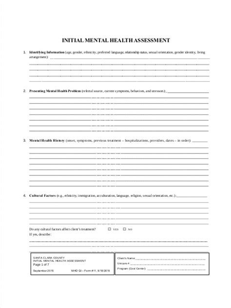 Printable Mental Health Assessment Forms - Printable Forms Free Online