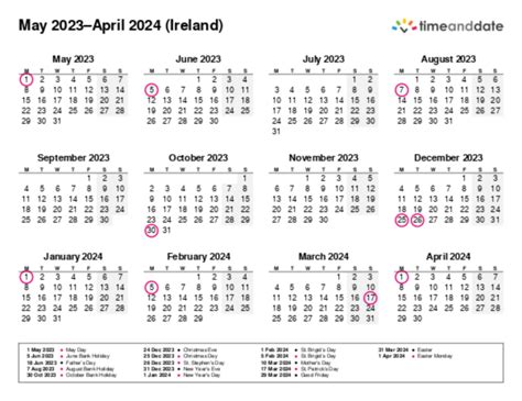 Printable Calendar 2023 for Ireland (PDF)