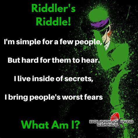 Riddler's Riddle: I'm Simple For A Few People - Bounding Into Comics