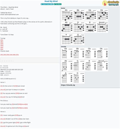 Chord: Read My Mind - tab, song lyric, sheet, guitar, ukulele | chords.vip