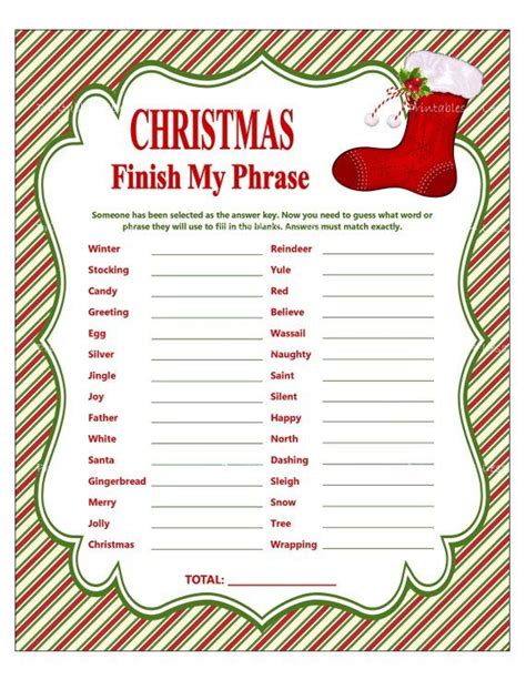 Christmas Finish My Phrase Printable Christmas Party Game | Etsy | Office christmas party, Fun ...