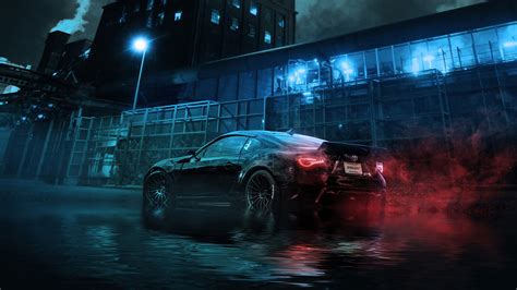 Wallpaper : night, reflection, vehicle, sports car, Toyota GT86, light, darkness, screenshot ...