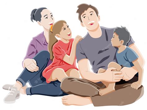 Premium Vector | Happy family laughing together concept