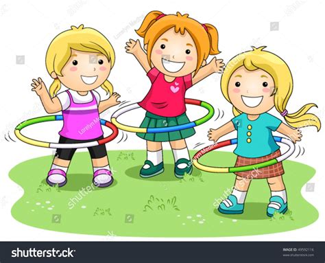 Children playing Hula hoops In the Park - Vector #Ad , #ad, #Hula# ...