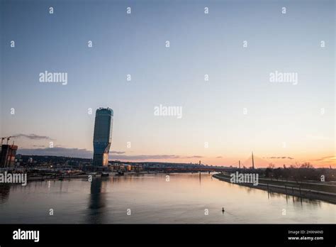 Picture of the construction site of Beograd na vodi, or Beograd waterfront, from the sava river ...