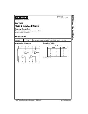 7408 Datasheet PDF , Fairchild Semiconductor : Quad 2-Input AND Gates