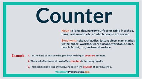 How to Pronounce COUNTER l Definition, Meaning, Example and Synonyms of ...