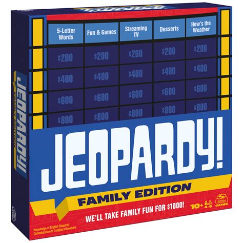 Jeopardy! Family Edition Board Trivia Game, for Kids Ages 10 and up - Walmart.com