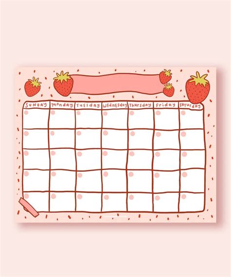 Strawberry Open Printable Calendar / Open Cute Printable - Etsy Ireland