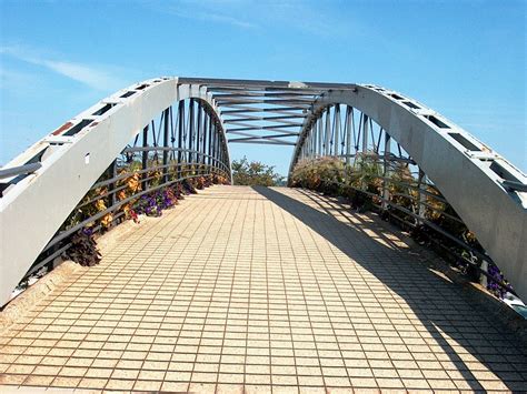 The pedestrian overpass bridge that leads to the North Avenue Beach. Chicago Illinois USA ...