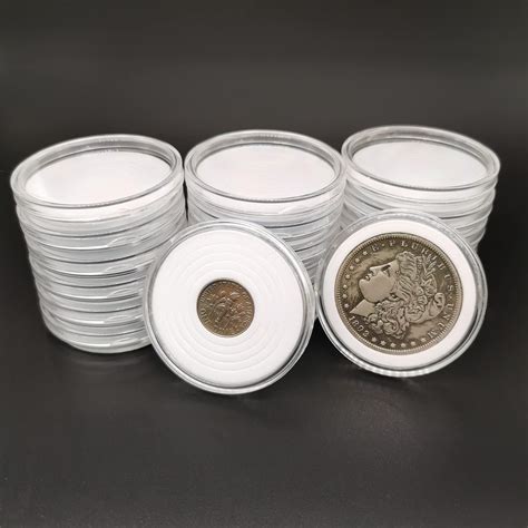 Amazon.com : 50 Pieces Silver Dollar Case 38 mm Coin Capsules Silver Dollar Coin Holder Silver ...