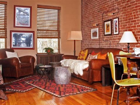 Marvelous Red Brick Wall Living Room #13 - Decorating With Rugs ...