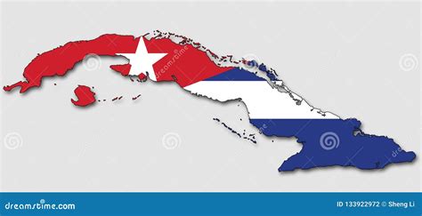 Cuba Map, Filled with the National Flag Stock Vector - Illustration of ...