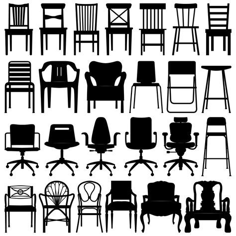 Chair Black Silhouette Set. 341063 Vector Art at Vecteezy