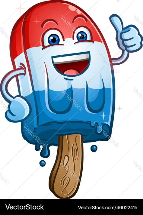 Red white and blue popsicle cartoon character Vector Image