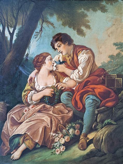 Lot - Vintage Oil Painting Romantic 20th C.