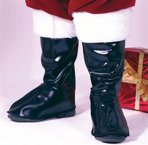 Deluxe Black Vinyl Santa Claus Boot Tops Costume Accessory - Adult Size ...