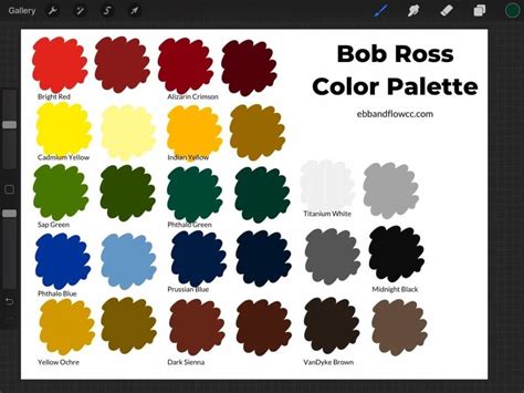 Download a Bob Ross Color Palette for Procreate - EbbandFlowCC