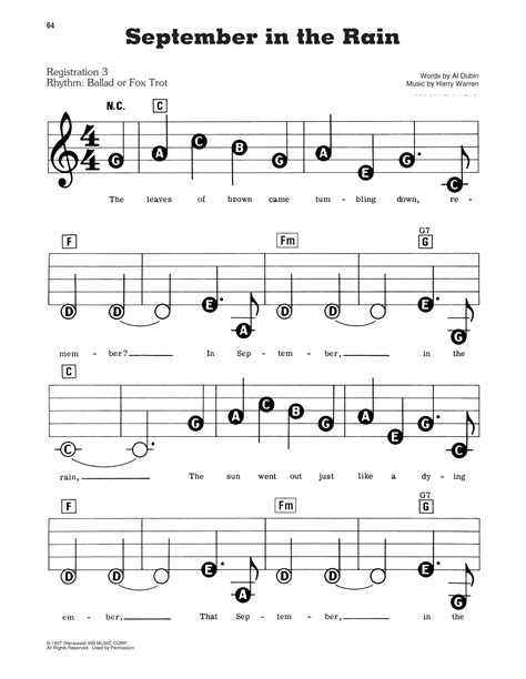 September In The Rain by James Melton Sheet Music for E-Z Play Today at ...