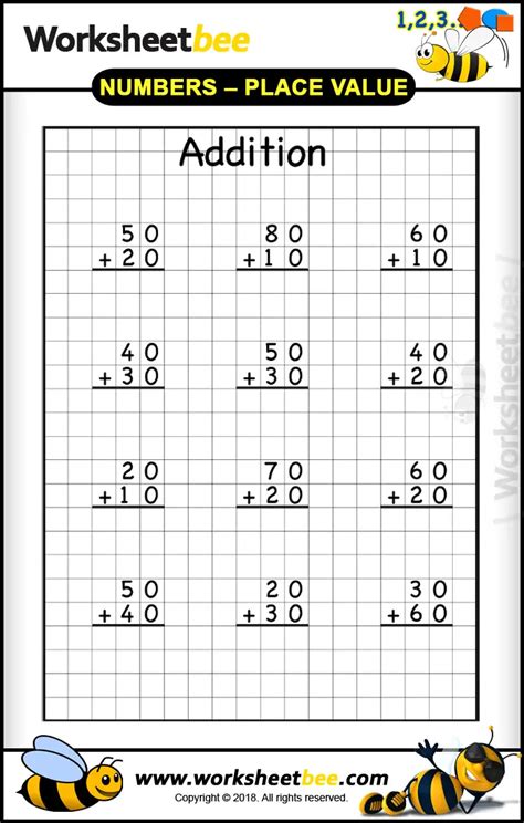 Addition Printable Worksheet for Kids Basic Maths - Worksheet Bee