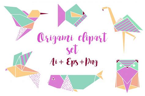 Origami Clipart Set - Png+Ai+Eps