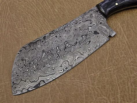 9.5" hand forged rain drop pattern Damascus steel Butcher knife, Meat ...