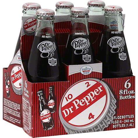 Dr Pepper Made with Sugar, 8 Fl Oz Glass Bottles, 6 Pack | Cola | Foodtown