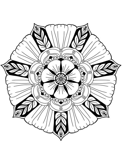 Flowers Mandala Coloring Pages - Coloring Pages for Adults