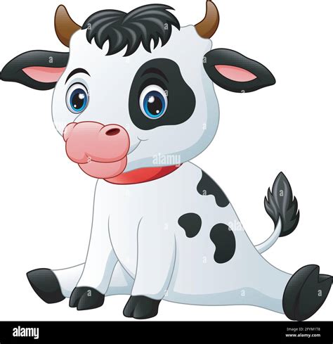 Cute baby cow cartoon sitting Stock Vector Image & Art - Alamy