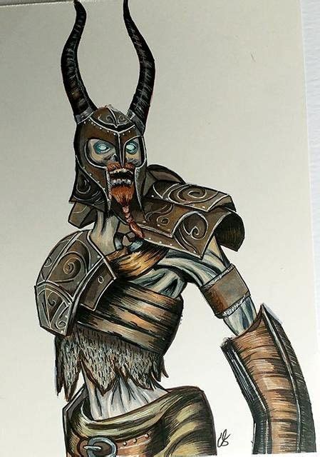 Draugr Overlord Pen & Marker Drawing (By HipsterJarJar) : ImaginaryTamriel | Skyrim drawing ...