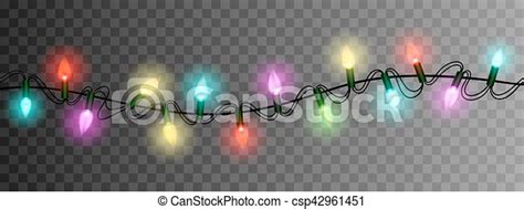 Christmas lights luminous garland isolated realistic design elements for xmas holiday greeting ...