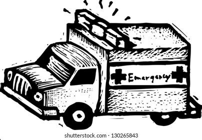 Black White Vector Illustration Ambulance Stock Vector (Royalty Free) 130265843 | Shutterstock