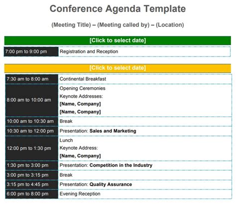 Conference Room Scheduling Excel Template