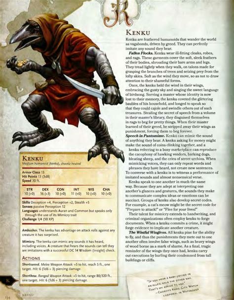 Unveiling the Mysterious Kenku 5e: Origins and Abilities