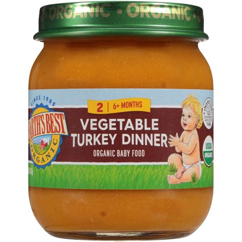 Earth's Best Organic Baby Food Stage 2 Vegetable Turkey Dinner -- 4 oz - Vitacost