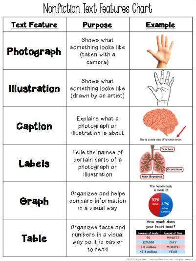 Free Text Features Chart | expository texts | Educacion, Escritura y Escuela