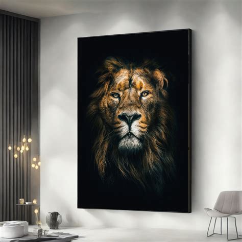 Lion Canvas Wall Art, Lion Painting, Lion Framed Canvas, Lion Art, Colorful Decor, Large Canvas ...