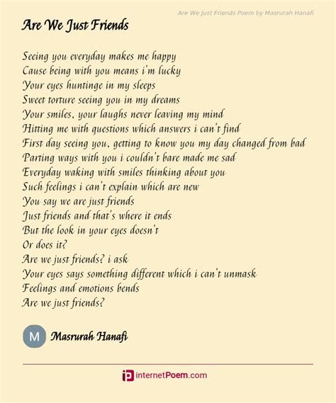 Are We Just Friends Poem by Masrurah Hanafi