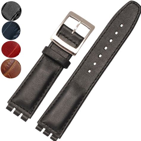 17mm Genuine Leather Standard Swatch Replacement Watch Band Strap Black ...