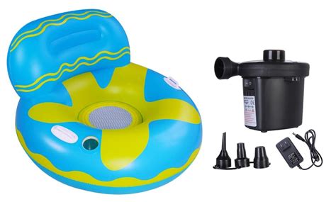 Inflatable Pool Floats with Cup Holder & Backrest & Portable Electric ...