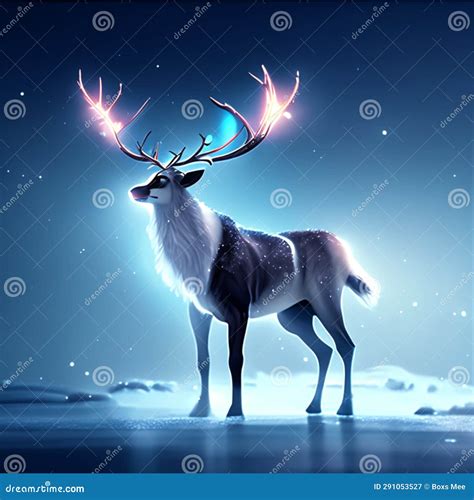 Reindeer with Antlers in the Night Sky. 3d Rendering AI Generated Stock ...