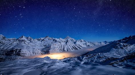 Download Star Starry Sky Sky Winter Gorner Glacier Nature Glacier 4k ...