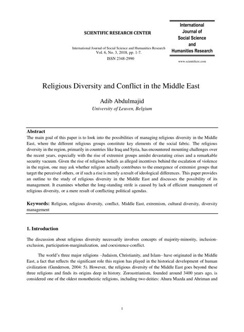 (PDF) Religious Diversity and Conflict in the Middle East