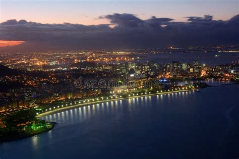 Rio De Janeiro View at Night. Stock Photo - Image of downtown, coast ...