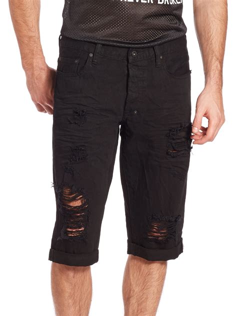 Prps Distressed Denim Shorts in Black for Men | Lyst