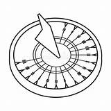 Sundial Vector Outline Icon Illustration Sun Clock On White  sketch template
