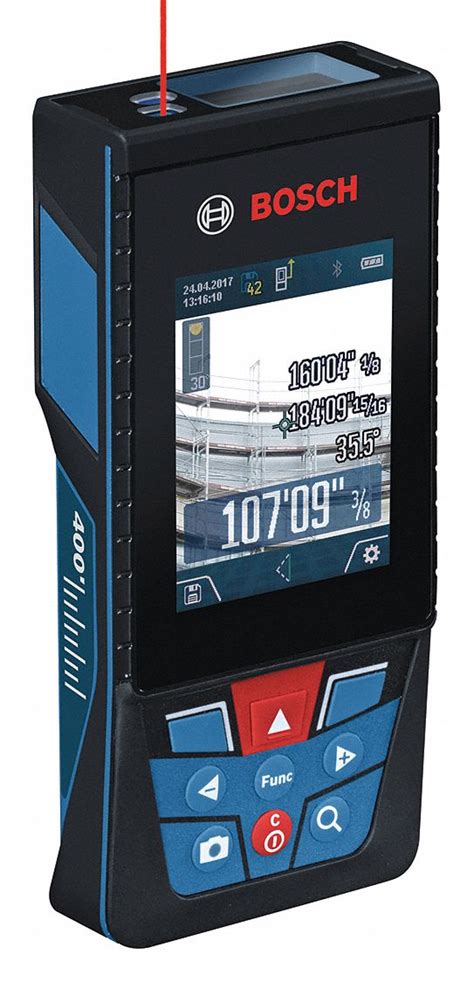 BOSCH Laser Distance Meter, Indoor, Outdoor, Maximum Measuring Distance 400 ft., Accuracy ±1/16 ...