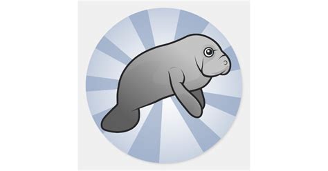 Cute Manatee Classic Round Sticker | Zazzle